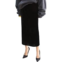 Ylingjun Womens High Waisted Long Velvet Skirt Pencil Skirt with Slit