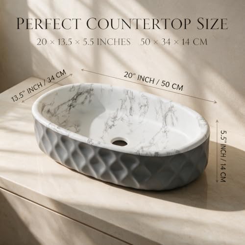Image of Backline 20x13x5.5 Inches Table Top Wash basin Matt Finish | Basin for Bathroom | Countertop Bathroom Basin For Restaurant /Dining Hall /Living Room