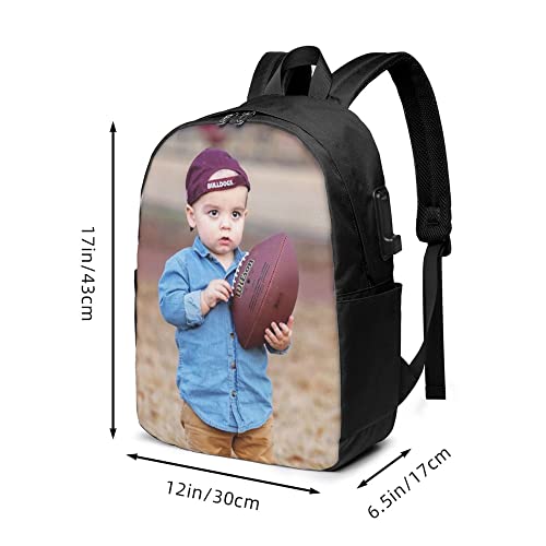 Exgunly Custom Backpack, Custom Personalized Text Picture Backpack,Backpack With A Usb And Headphone Cable Interface 17 In Black 17In #TOP5