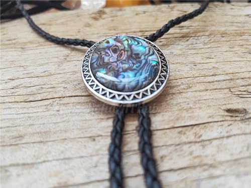 Image of Turquoise Agate Granite BOLO Tie for Men Women Leather Wedding Necklace Western Cowboy Necktie