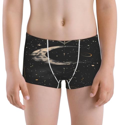 Boys' Cotton Boxer Brief Soft Underwear-Abstract Starry Sky Moon