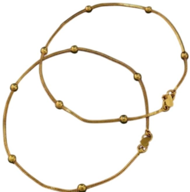 Gold Plated 11 Iches Brass Anklets for Women and Girls Pack of 2-image-3