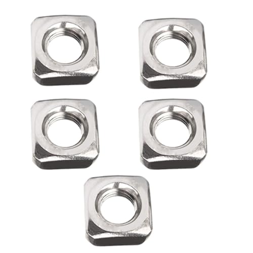 SEIWEI 5 PCS M10*17 * 8# Square Nuts, 304 Stainless Steel Coarse Thread Square Nuts Fasteners for Home Repairs Bridge Construction