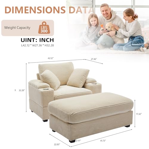 Sillón Plegable Beige Corduroy miniatura 2