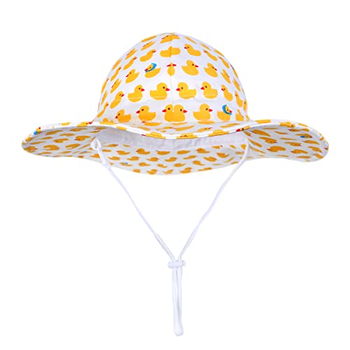 LANGZHEN UPF Beach Sun Protection Hat for Baby Girls Adjustable Toddler Kids Hat Wide Brim Summer Outdoor hat with Chin Strap2