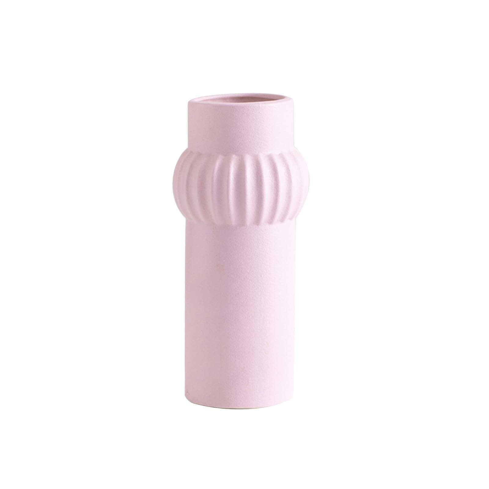 Unique Ceramic Purple Vase Fashion Design Decorative for Home Decoration Aesthetic Room Decor(Pink B,10.5 * 10.5 * 23CM)