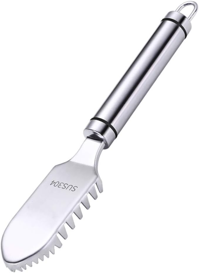L&B Olivia Clean Fish Scaler Remover Brush 304 Stainless Steel, Fish Scraper Scaler, Fish Scaler Tool with Serrated Sawtooth and Ergonomic Handle