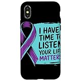 I Have Time To Listen Your Life Matters パープル ティール リボン スマホケース iPhone X/XS 用