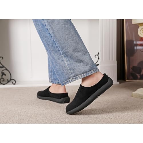 Image of LCQL Men Breathable Slides Slipper Leather Mules and Clog Summer Outdoor Indoor Flat Loafers Size 7-12
