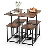🥂【Design compact】 La conception du cadre en croix permet d'intégrer la chaise de bar et la table de bar en une seule, ce qui la rend idéale pour les petits espaces.