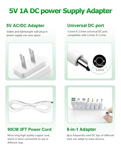 Arkare CJ-0501 5V 1A Power Supply Adapter Arkare Dc 5V Power Cord Ac 100V-240V To Dc 5 Volt 1Amp 1000Ma 0.5A 500Ma 800Ma thumb #1