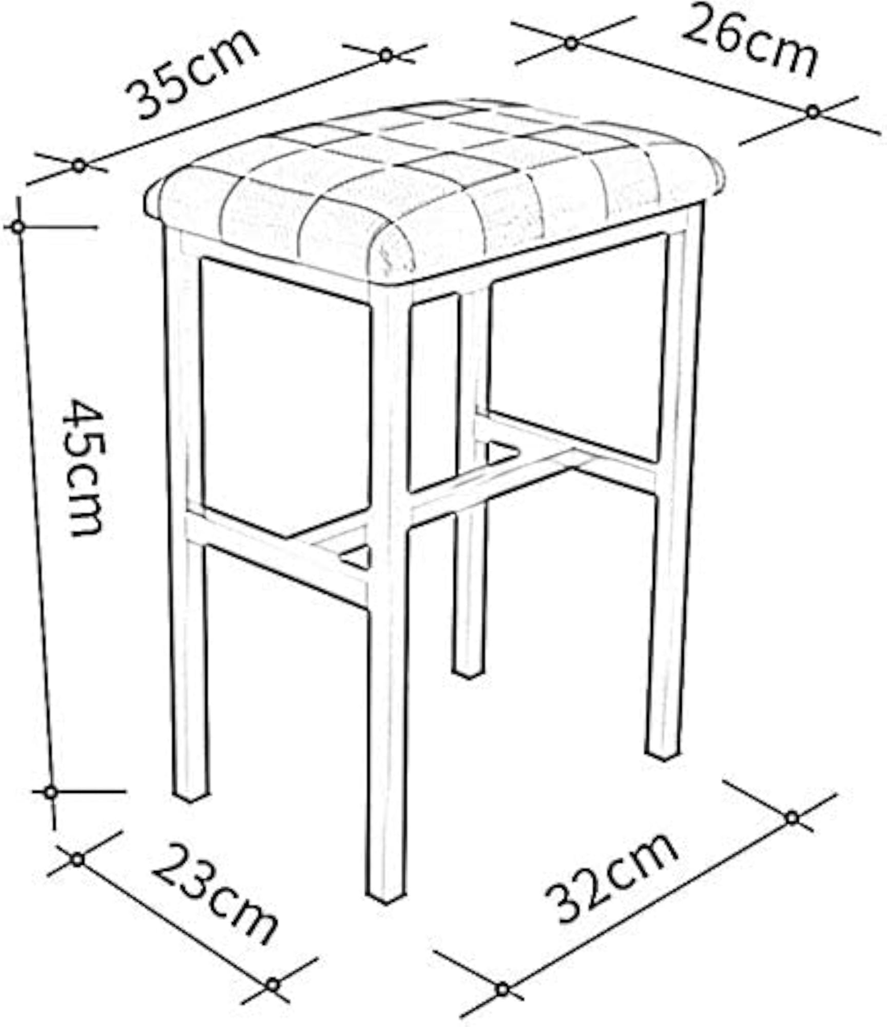Classic White Linen Square Cushion Stool