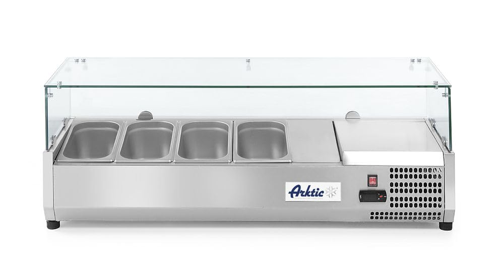 HENDI Vitrina expositora refrigerada GN 1/3 para servicio - 4x GN 1/3-230V / 180W - 0/8˚C - 1205x395x(H)430 mm