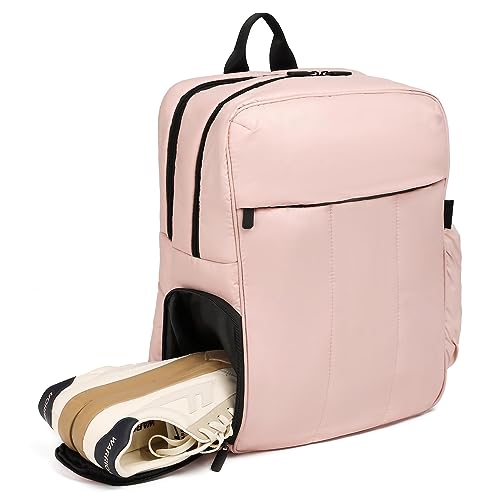 Quilted Puffer Backpack Puffy Daypack with Shoe Compartment for Women Ladies Travel Casual Water Resistant (Khaki)4