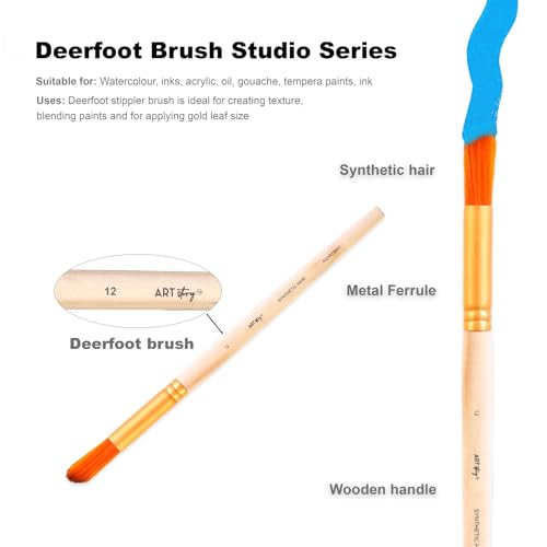 Image of Little Birdie Deer Foot Brush Synthetic Hair Size 12 Handle Length 150mm 1pc
