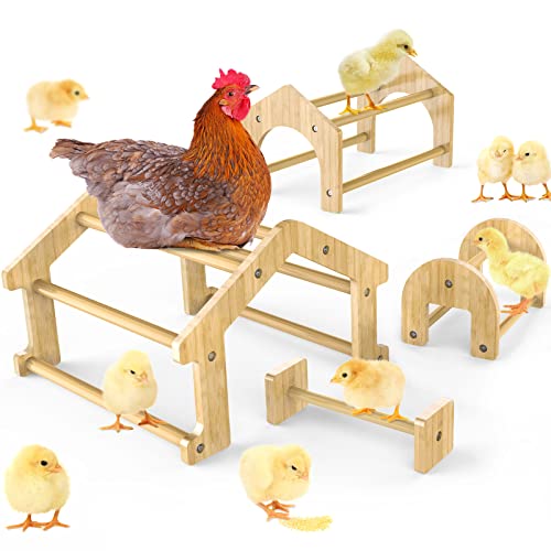 Image of Bamboo Chicken Perch Set(4 Pack), Strong Roosting Bar for coop and brooder, Training Perch for Large Bird, Hens, Parrots, Macaw, Easy to Assemble and Clean, Fun Toys for Chicken