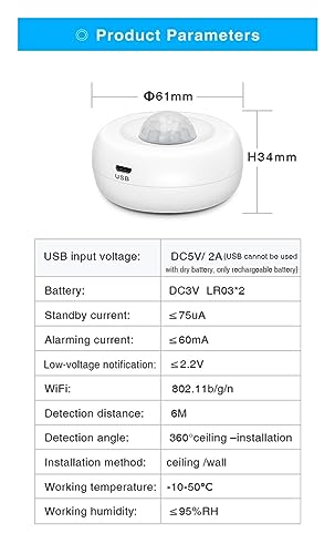 Sensor de movimiento inteligente para evitar intrusiones con alarma de seguridad y aviso móvil 6