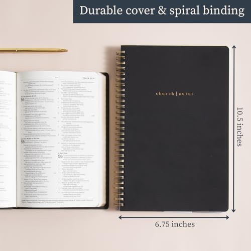 Cuaderno de notas de sermón Church Notes con mapas y tapa negra para estudio bíblico 3