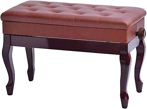 SXSHEYS Taburete de Piano para Banquete Familiar, tocador, Banco de Altura Ajustable, cómodo Teclado de Cuero con cojín de Esponja de Alta resiliencia y, marrón