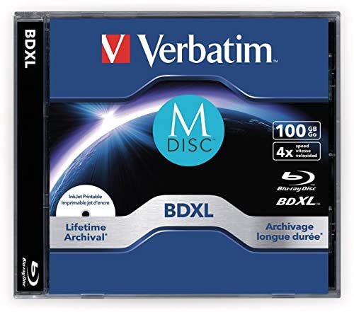 Verbatim M-Disc Bd-R 100Gb 4X White Inkjet Printable, Hub Printable - 25 Pack Spindle 98915 #TOP1