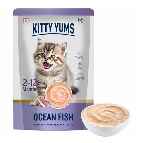 Image of Kitty Yums Kitten Wet Mousse 80g | Ocean Fish | Rich in Protein | Promotes Hydration & Easy to Digest | Grain Free | No Artificial Flavours |Packed with Essential Vitamins & Antioxidants