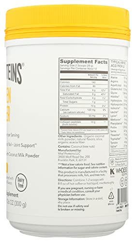 Vital Proteins Vanilla Flavored Collagen Creamer, Dairy Free, 10.6 Ounces (Pack of 1)