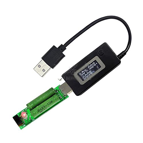 usb チェッカー、 LCD.マイクロ USBチャージャーバッテリー容量電圧電流テスター・ディテクター+スイッチ付き負荷抵抗器2A / 1A 、小型 持ち歩き 精密機器(Black)