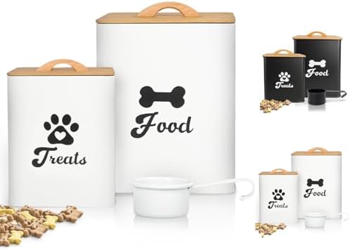 Dog Treat Container 2PCS, Dog Food Storage Container with Lids Airtight, Dog Treat Jars for Kitchen Counter-7+3Lbs, Small Dog Cookie Jar for Storage, Pet Treat Container (Upgraded) White