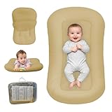 Baby Lounger for Newborn, Bionic Design Baby Lounger, Soft Organic Cotton Breathable Lounger for Infants 0-18 Months (Apricot)