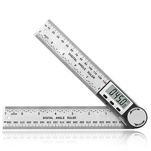 Angle Finder, eSynic Digital Angle Finder Protractor 8 Inch/200mm Stainless Steel Angle Finder Tool With Zeroing Resetting Data Holding LCD Display for Woodworking,Construction,Repairing etc