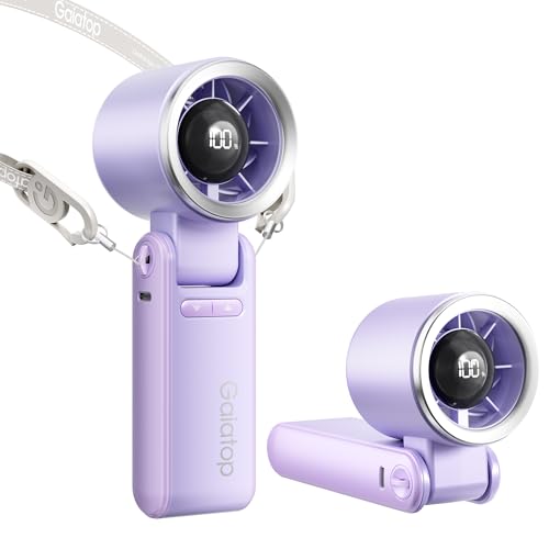 Image of Gaiatop Portable Handheld Turbo Fan, 15 Hrs Cooling, 180 Foldable 4-in-1 Hand Held Fans, 6-Speed (1-100) Personal Mini Handheld Fans, Small Portable Fan for Travel Working Outdoor, Women Gifts Purple