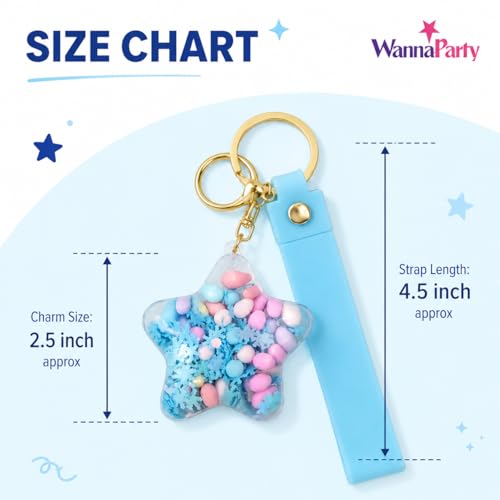Image of Wanna Party Star Shaped Beads Keychain with Blue Wrist Strap, Cute Bag Charm Key Ring for Boys and Girls, Backpack Accessories, Birthday Return Gifts, Party Favors, School Bag Decoration - 1PC