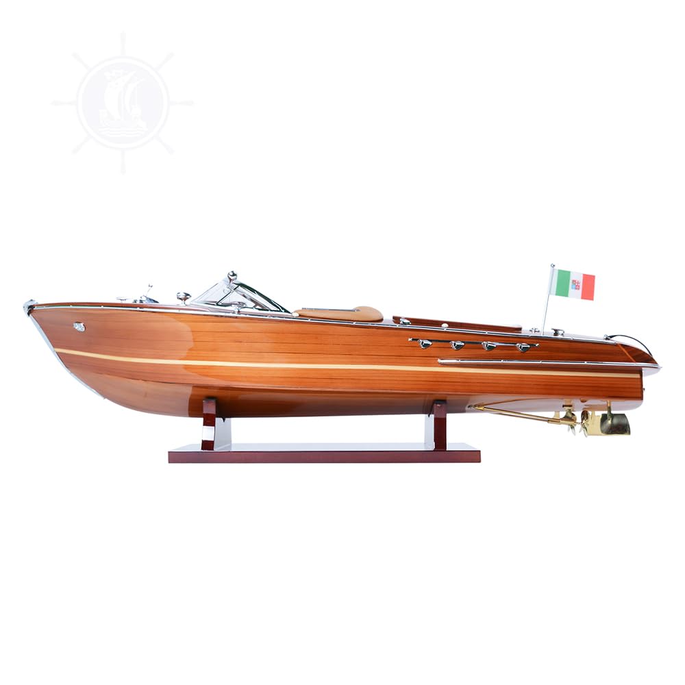 Old Modern Handicrafts Aquarama Italy Speedboat Model - Medium - Highly Detailed Wood Scale Model Handcrafted from Premium Quality Wood - 27L x 8W x 7H Inches