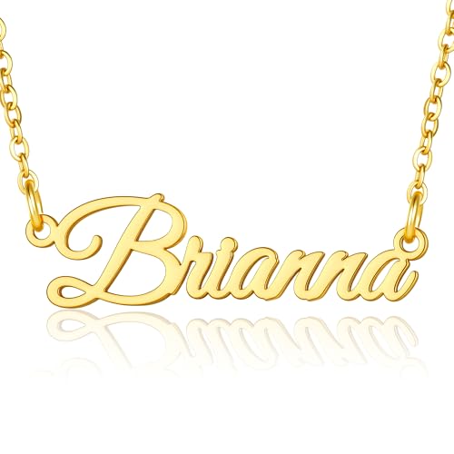 Ritach Personalized Necklaces for Women Girls - Name Necklace Custom Necklaces for Women Brianna Name Necklace Gold Necklace Personalized Gifts for Women Bridesmaid Gifts