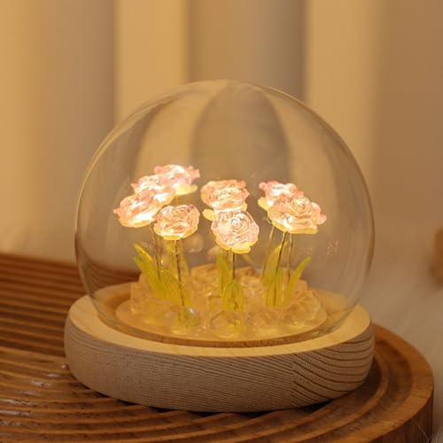 Image of Pretty Rose Lamps Flower Night Light Cute Bedroom Decor Gifts for Women - Battery Powered (not Included)