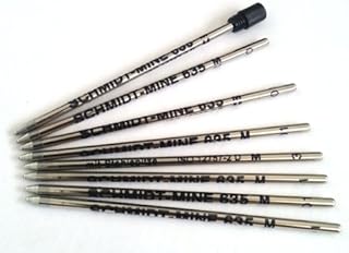 8 x Schmidt 635M Mini Ball Pen Refill - Black - (Lamy M21 and Cross 8518-4 Compatible)