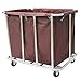 Servierwagen Rollender Wäschesortierwagen, Hochleistungswäschekorb mit Abnehmbaren Taschen, Extra Großer Kommerzieller Korb Auf Rädern, Robust, 90 × 65 × 85 cm (Color : Brown)