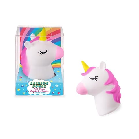 TRENDHAUS 969101 – Rainbow Power antystresowy jednorożec do ściskania, ok. 10,8 cm, squishy w kształcie jednorożca, piłka antystresowa dla dzieci i dorosłych