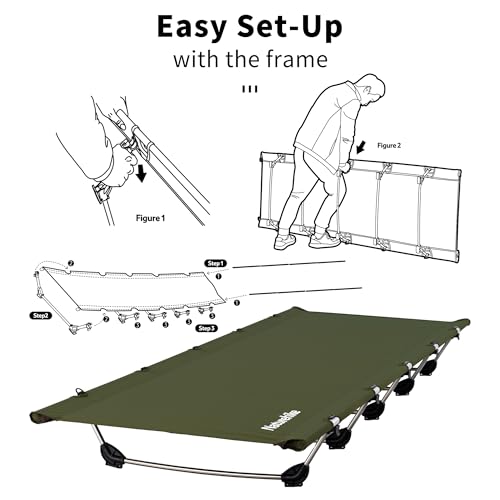 Naturehike Campingbett Ultraleichtes Feldbett Tragbares Klappbett für Erwachsene Schlafen Belastbarkeit bis 150kg Campingliege für Zelten Wandern Home Rucksackreisen Büro-Mittagspause-Bett