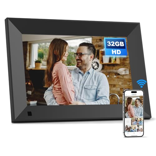 Image of 8 Inch Large Digital Picture Frame, 1920x1080 FHD IPS WiFi Electronic Photo Frame with Remote Control, 32GB Storage, Wall-Mountable, Instantly Share Photo /Video via Apps, Email, Black