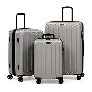 NEW YORK Luggage Expandable Spinner Wheels hard side shell Travel Suitcase Set 3 Piece Lightweight, TSA Lock, Double USB Port (Silver, 3-Piece Set (20/24/28))