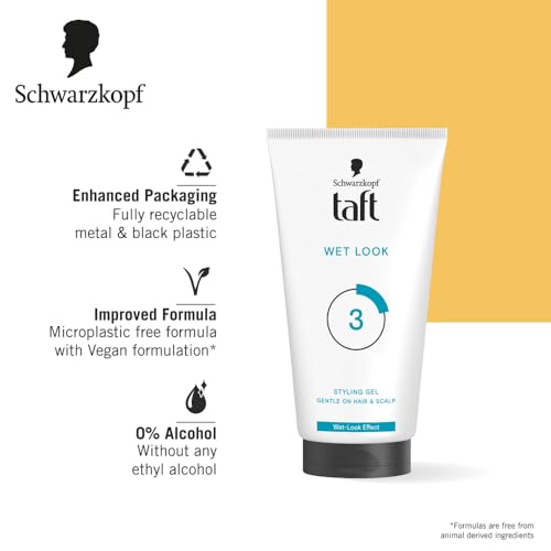 Image of Schwarzkopf Taft Wet Hair Gel, 24-hour wet look effect, Extra Hold 3 with no stickiness