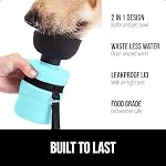GORILLA GRIP Portable Dog Water Bottle, Food Grade Silicone, 20oz Turquoise - Image 2