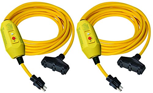 Flash Deals - 80% OFF Electriduct GFCI Power Extension Cord 3 Outlets UL Outdoor Waterproof 15 Amp 12 Gauge Auto Reset GFI Adapter - 25ft Cord | Pack of 2