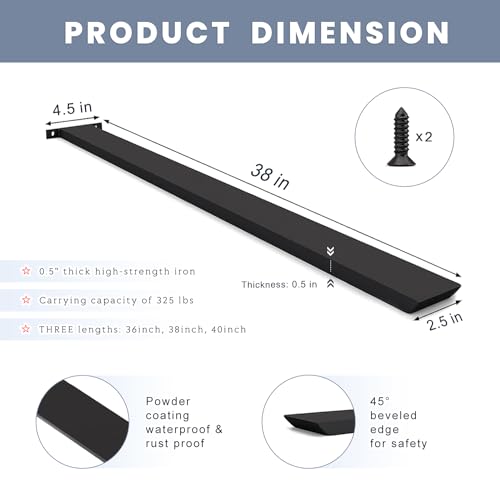 Hidden Island Countertop Support Bracket 2 Pack Black 38 Inch Heavy Duty Granite Countertop Bracket Iron Island Support Brackets for Granite Quartz Wood by Hardow - Used condition - Image 2