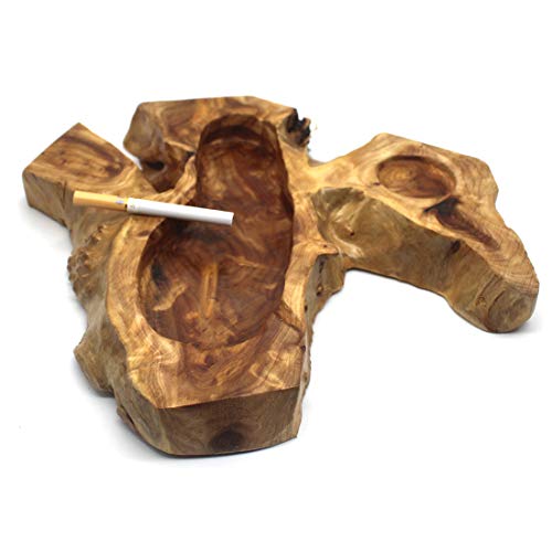 MOTONG Irregular Wooden Cigarette Ashtray - Unique Decorative Wooden Tobacco Ashtray/Desktop Smoking Ashtray