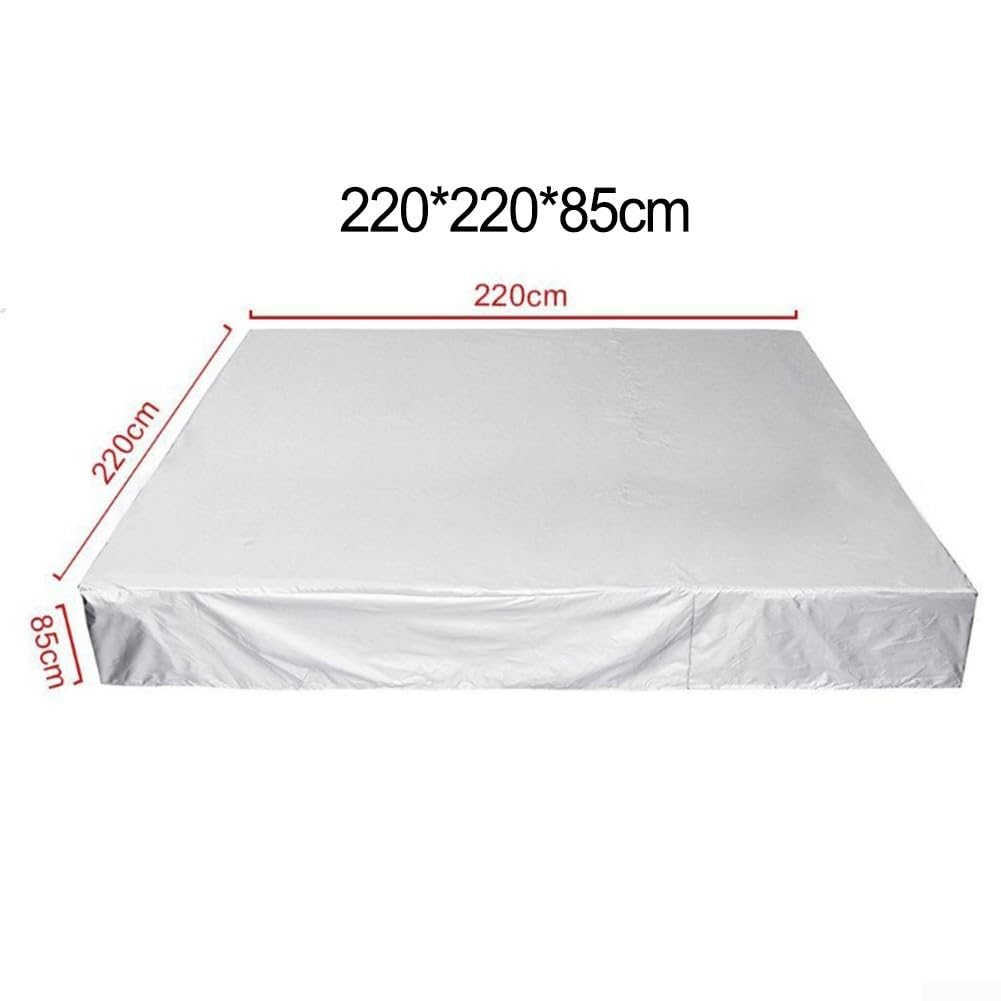 Housse de spa isotherme pour jacuzzi et piscine, tissu Oxford 210D, protection thermique avec casiers en D, convient aux tailles 200 x 200 à 240 x 240 cm, argenté résistant aux intempéries