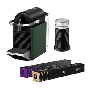 Nespresso Pixie Coffee Pod Machine Bundle by Krups, includes Milk Frother, Caramello Pods and Arpeggio Pods - XN3063G2