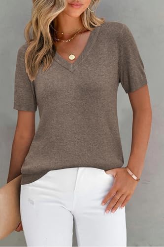 Image of Arach&Cloz Women's Wool Blend Spring Summer Lightweight Business Casual Sweater Tops 2026