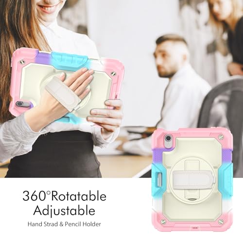 Antichoc iPad mini 7 coque robuste anti-chute avec bandoulière rose